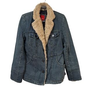 Vintage Esprit womens S Sherpa lined denim jacket 90’s Y2K faux fur jean coat
